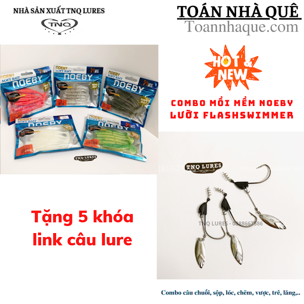 Combo Mồi Mềm Noeby + Lưỡi vỉ 3 chiếc