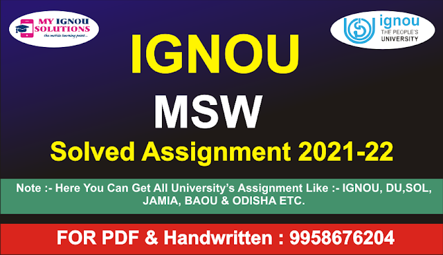 IGNOU MSW Solved Assignment 2021-22