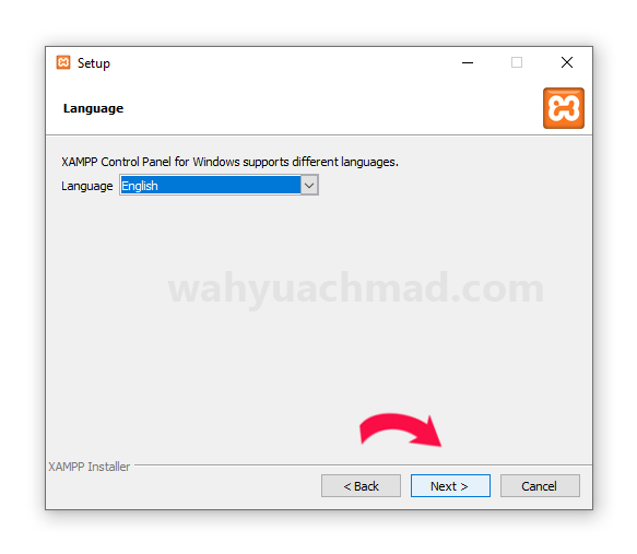 Pilih Bahasa Aplikasi XAMPP