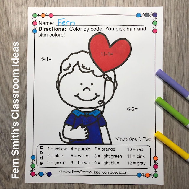 Grab These St. Valentine's Day Color By Number Addition and Subtraction Worksheets for Your Class Today!