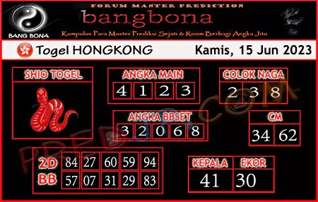 Prediksi HK Bang Bona Kamis 15 Juni 2023