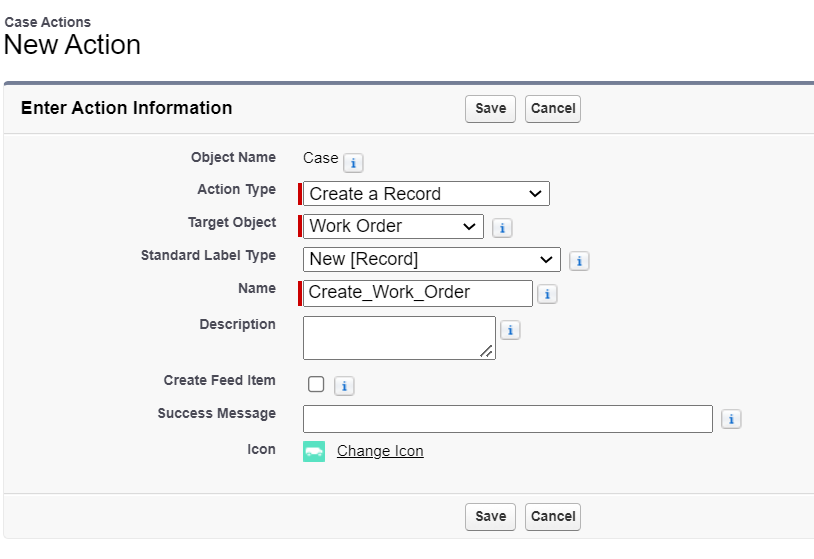 Create quick action button salesforce