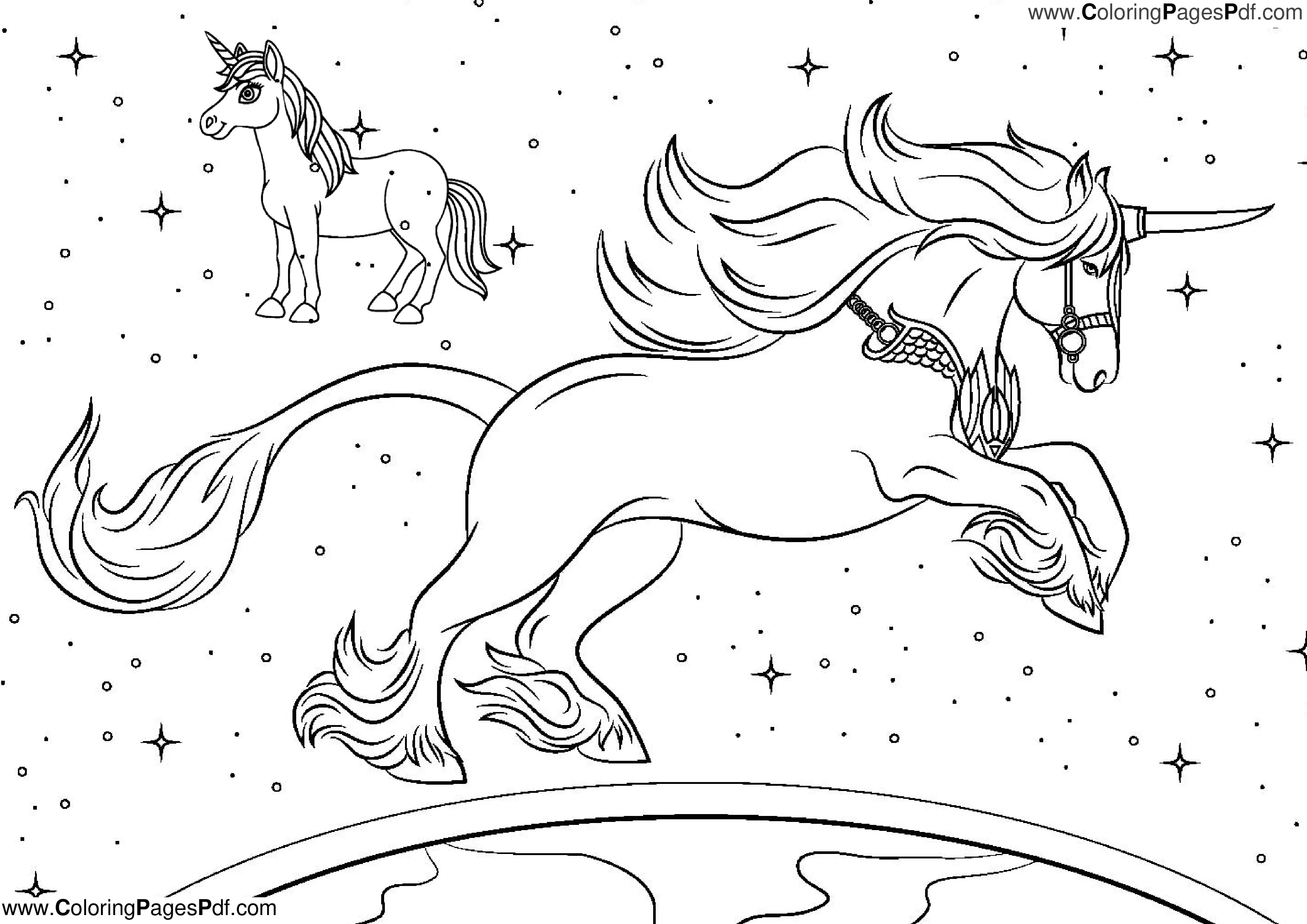 Free unicorn coloring pages