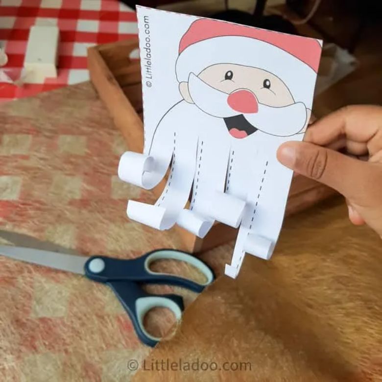 Santa beard scissor skills printable