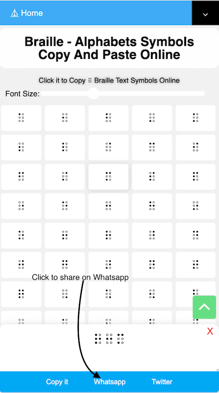 How to Share ⡒ Braille Symbols On Whatsapp?