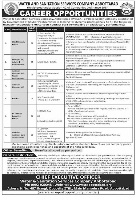 Water & Sanitation Services Company, Abbottabad (WSSCA) | Jobs