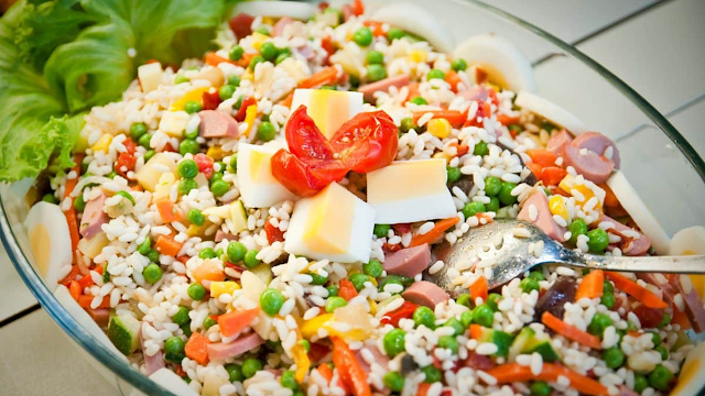 Rice, Green Pea, and Red Pepper Salad