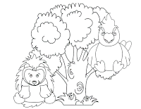 Webkinz coloring page- Owl and hedgehog