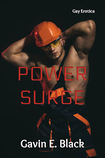 Gay Erotica bookcover for Power Surge showing man posing wearing work coveralls