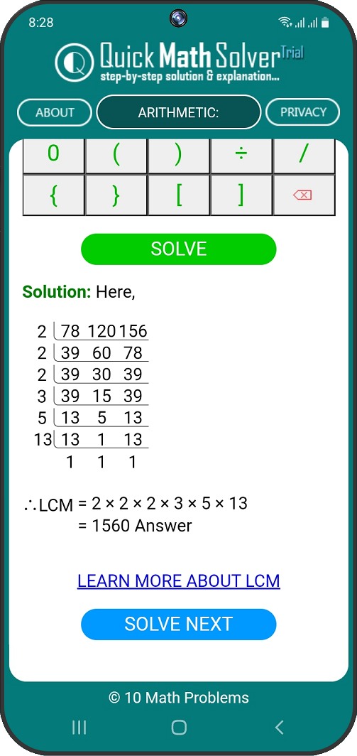 Find LCM by division method