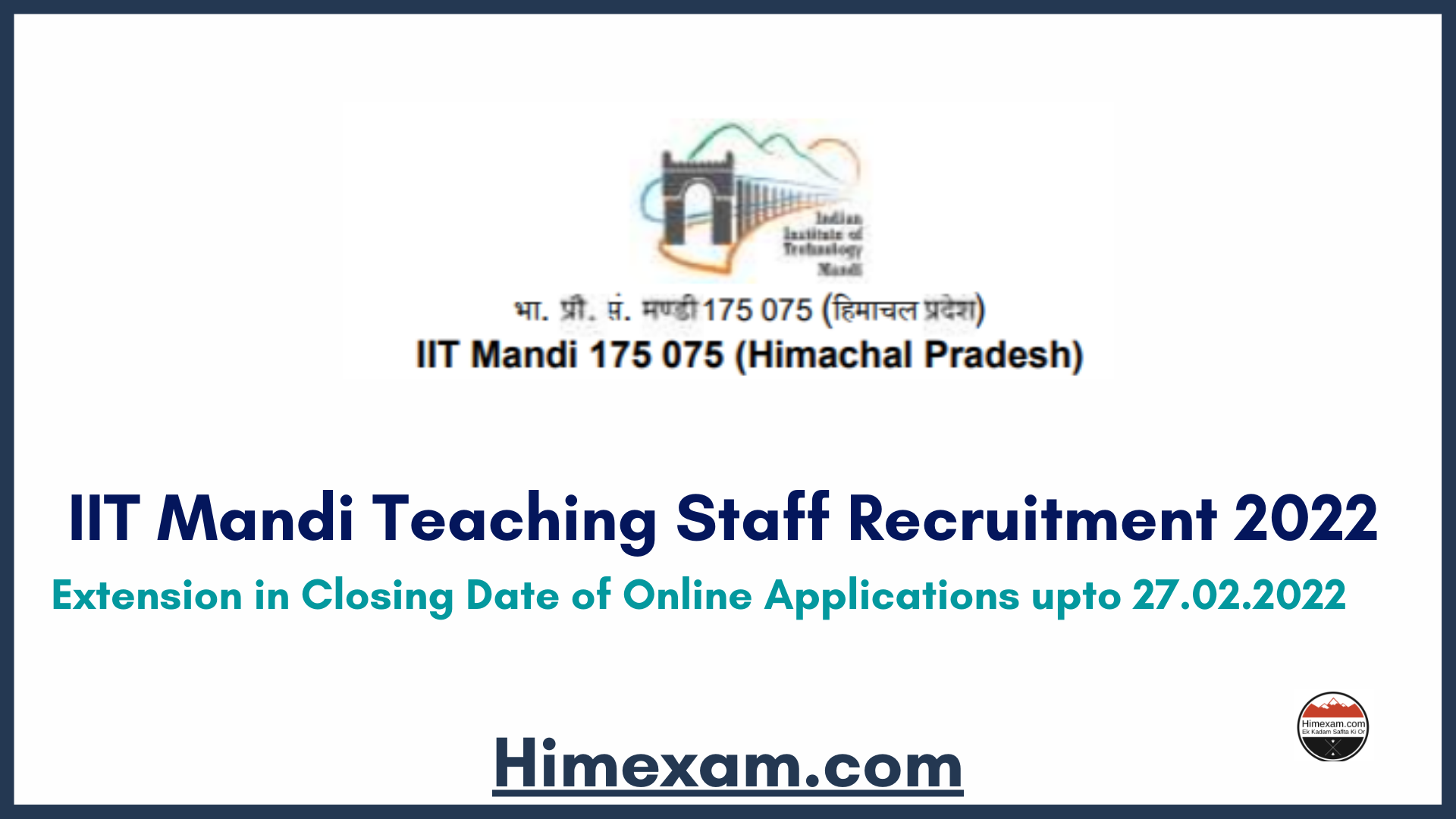 IIT Mandi Teaching Staff Recruitment 2022