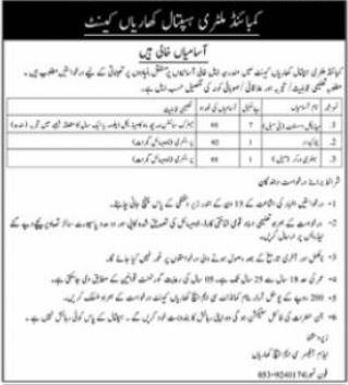 Combined Military Hospital Kharian Cantt Jobs 2022