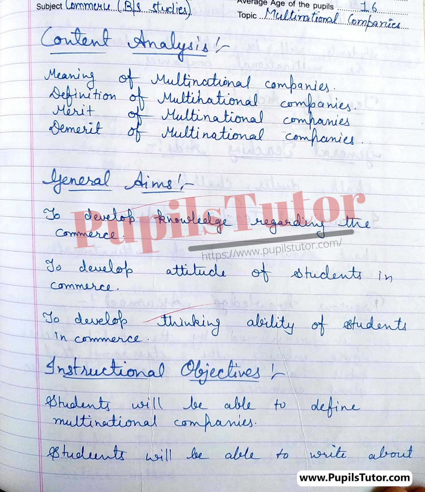 Business Studies Lesson Plan For Class 12 On MNC Companies – (Page And Image Number 1) – Pupils Tutor