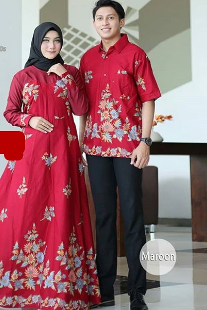 Model Baju Gamis Batik Kombinasi Kain Polos,Batik,Baju Batik,Gamis