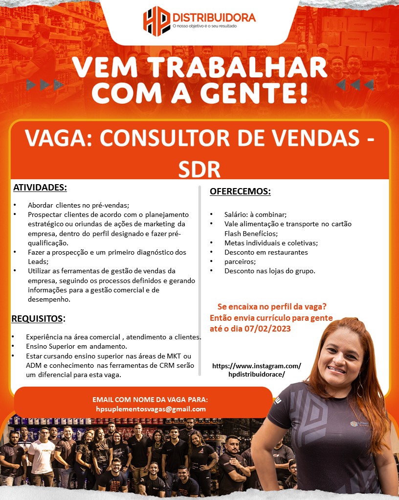 CONSULTOR(A) DE VENDAS - SDR