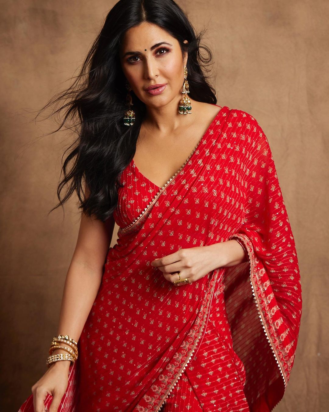 Red Sharara Saree