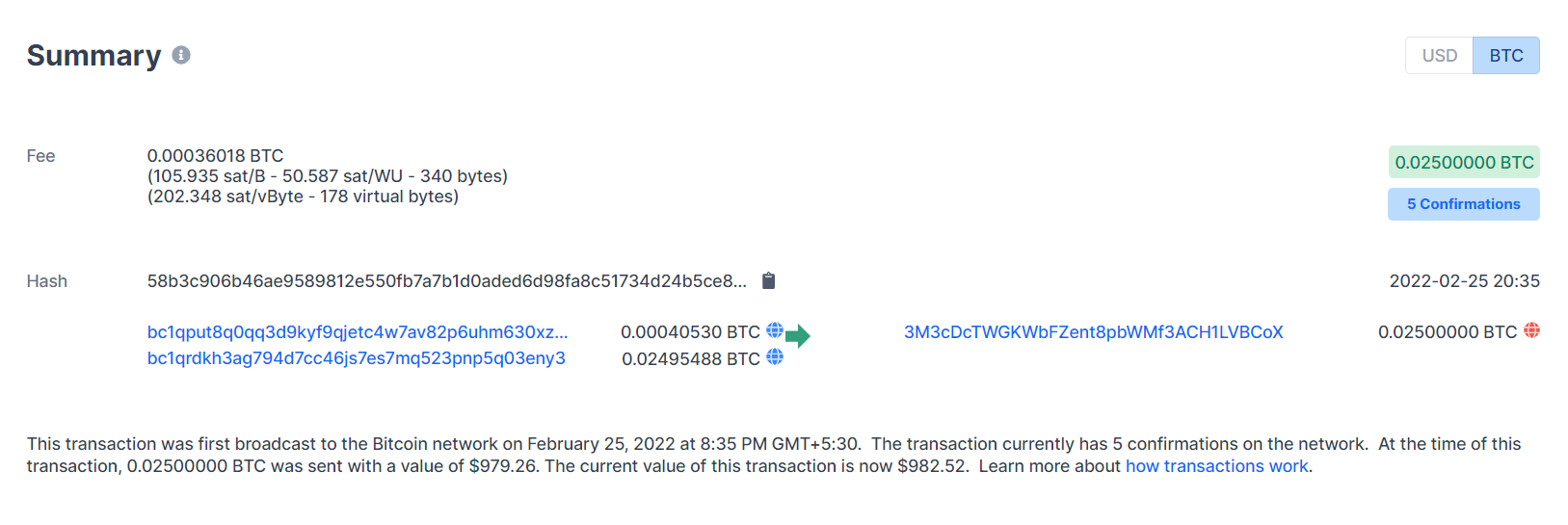Bitcoin transaction id, check transaction status