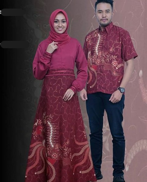 Model Baju Gamis Batik Kombinasi Kain Polos,Batik,Baju Batik,Gamis