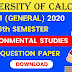 CU B.COM Sixth Semester Environmental Studies (General) 2020 Question Paper | B.COM Environmental Studies (General) 6th Semester 2020 Calcutta University Question Paper