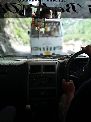 A close shave along narrow mountain highway.