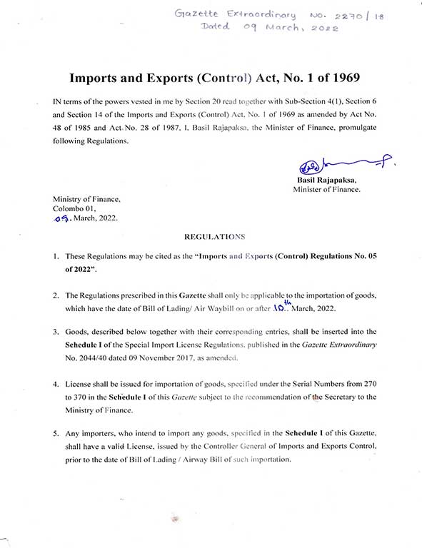 Import and Export Regulation