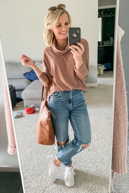 Target turtle neck waffle knit top