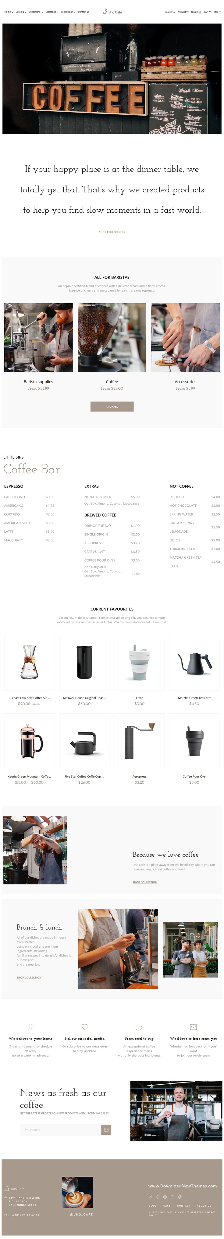 Uno Cafe - Coffee Shop Shopify Theme for Barista