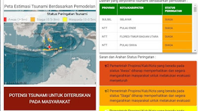 Gempa Bumi Magnitudo 7.5 SR Guncang NTT, BMKG: Berpotensi Tsunami