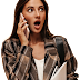 Shocked Woman with Phone and Books Transparent Image