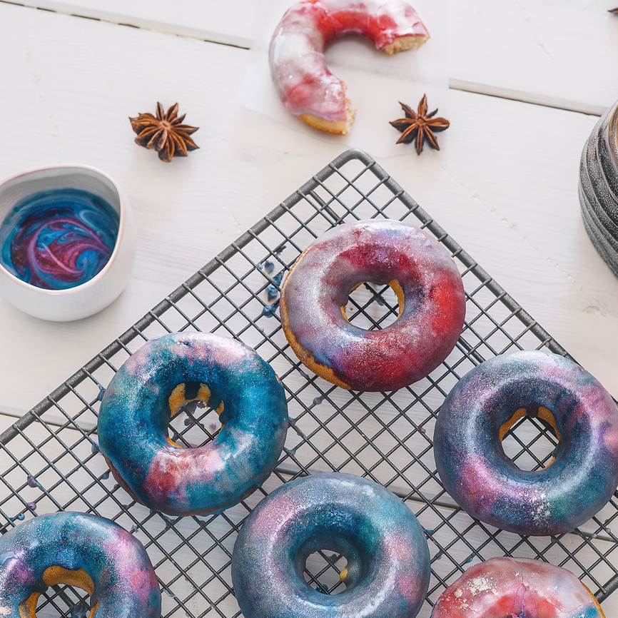 Baked Galaxy Doughnuts for a bright day