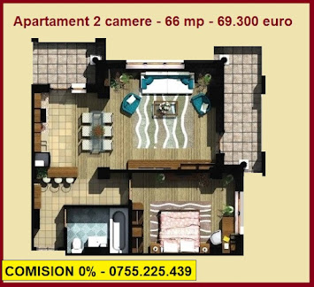 Apartament 2 camere 66 mp