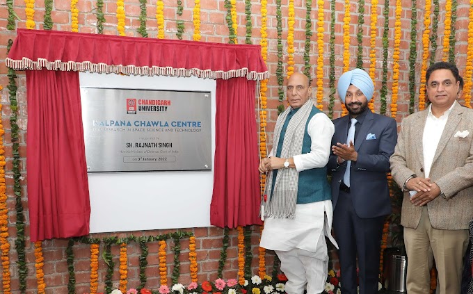 Defence Minister Rajnath Singh inaugurates Kalpana Chawla Centre for Research in Space Science & Technology at Chandigarh University