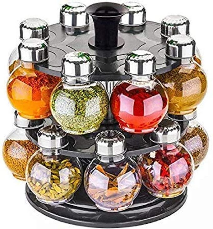 LEVERET Multipurpose Plastic Big Revolving Spice Rack