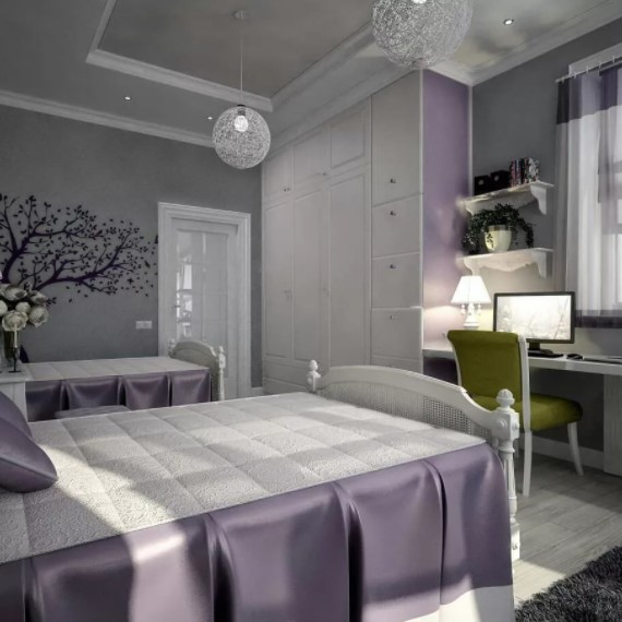 purple and silver bedroom decor ideas