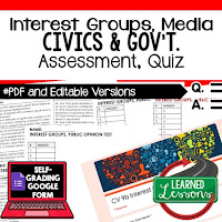 Civics Quiz, Civic Assessment, Civics Test, Goes with Civics Mega Bundle Resources