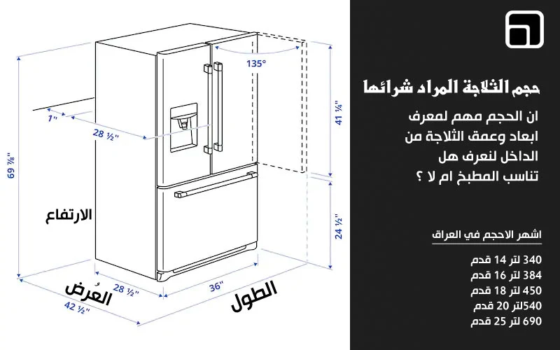 حجم الثلاجة