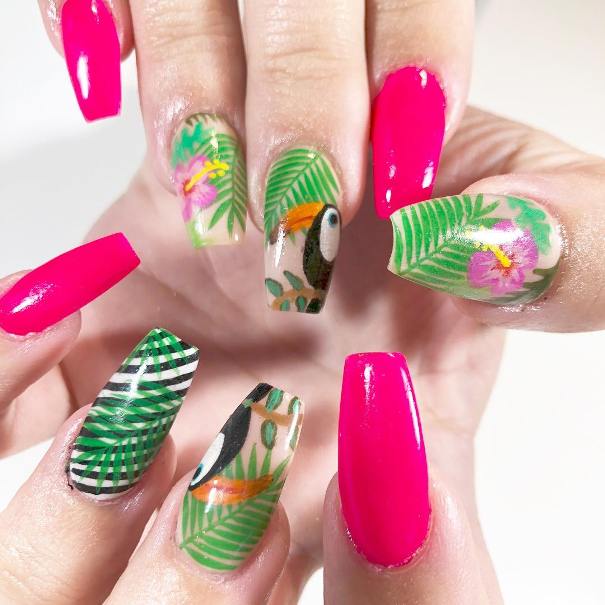 Tropical Paradise Summer Acrylic Nail Ideas