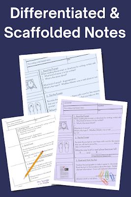 These middle school essay notes have 3 levels of scaffolding but all with the same content so every learner can get what they need to be successful!