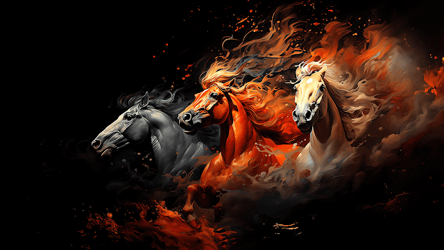 Graceful Horses: 4K Oil Painting Style Wallpaper