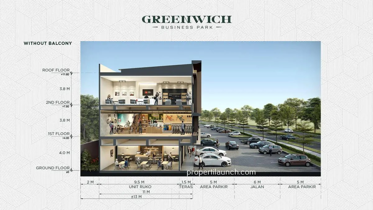 Floor Plan Greenwich Business Park tanpa Balkoni