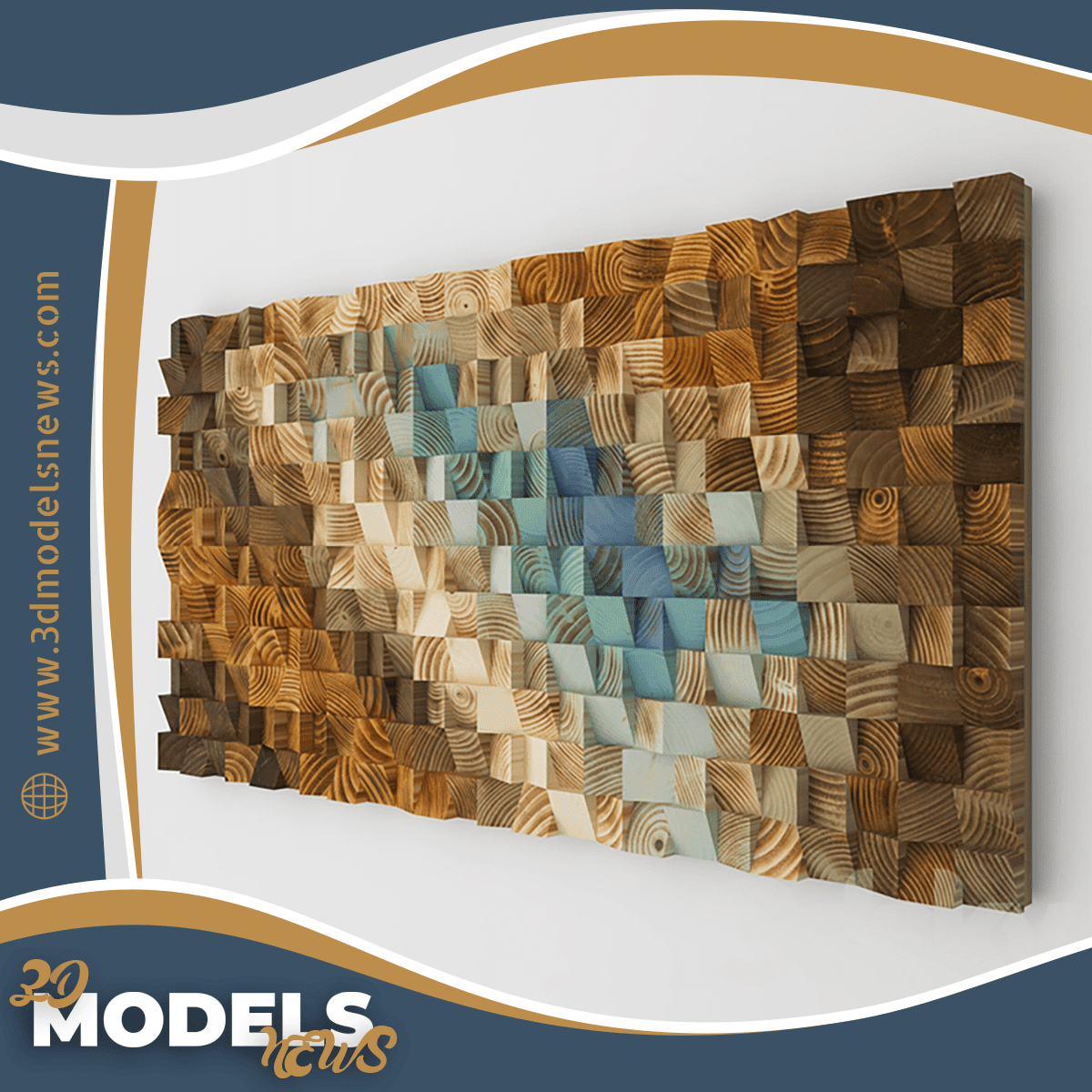 Wood Wall Mosaic Art Glamour Model