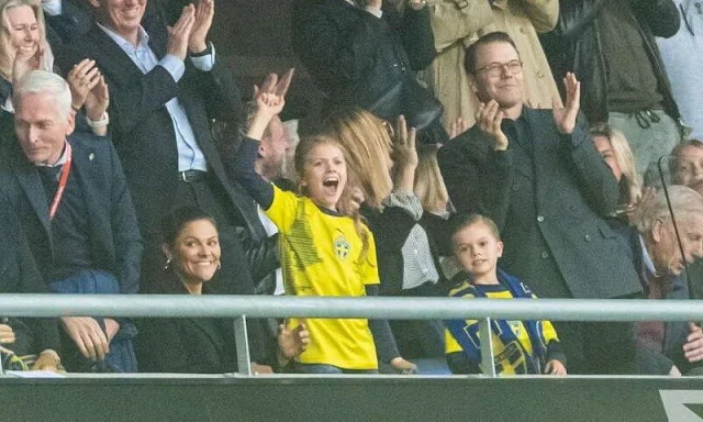 Crown Princess Victoria, Prince Daniel, Princess Estelle and Prince Oscar at Friends Arena