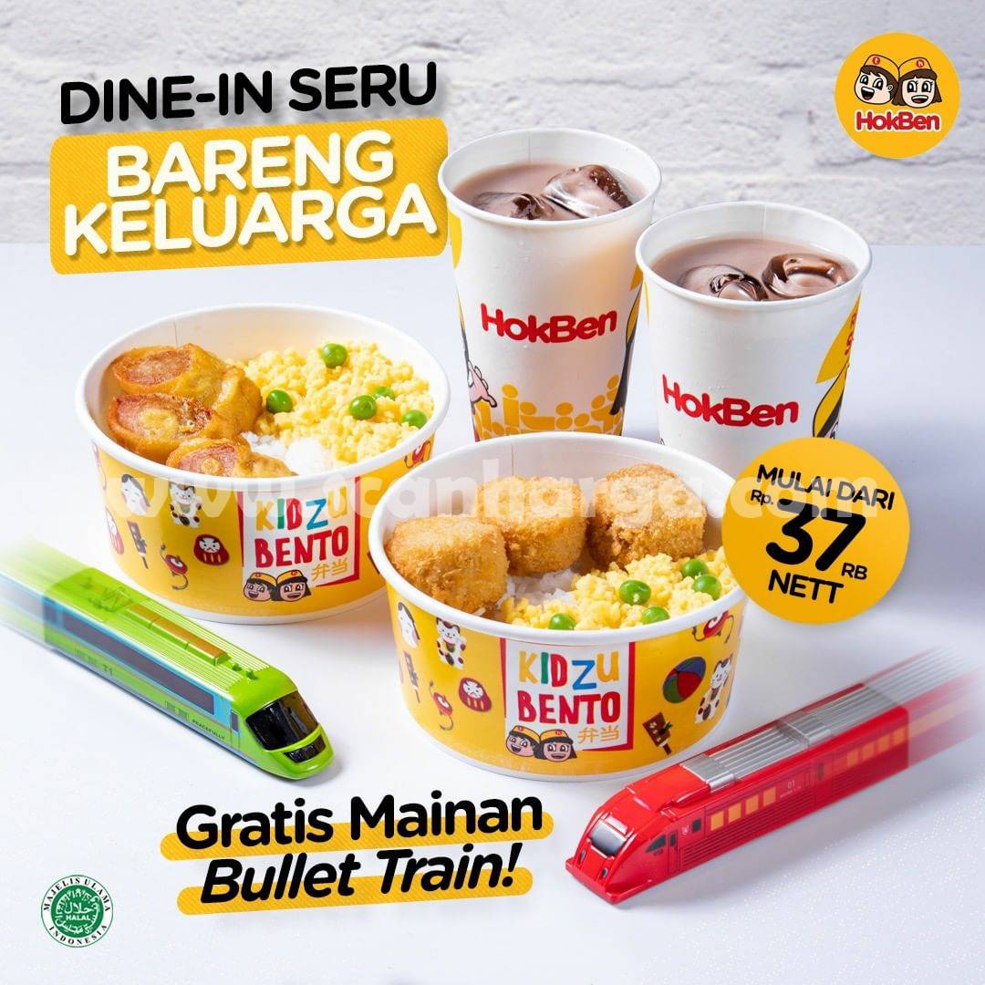 HokBen Kidzu Bento Gratis Mainan Bullet Train harga mulai 37rb