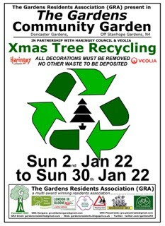 Christmas tree recycling in the Community Garden