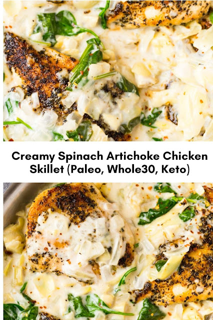 Creamy Spinach Artichoke Chicken Skillet (Paleo, Whole30, Keto)