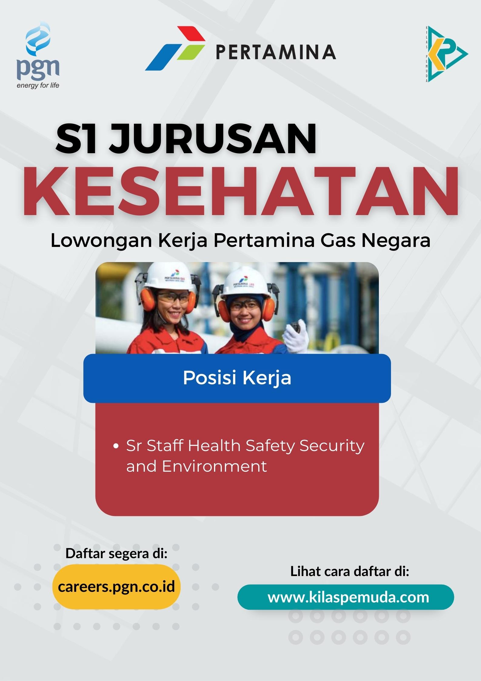 lowongan pgn S1 jurusan kesehatan