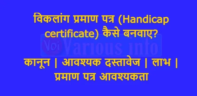 विकलांग प्रमाण पत्र (Handicap certificate) कैसे बनवाए | कानून | आवश्यक दस्तावेज | लाभ | आवश्यकता