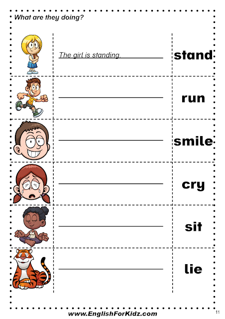 Present continuous tense exercises