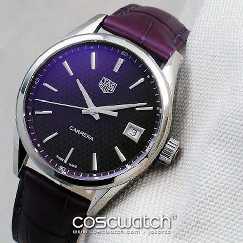 Tag Heuer - Carrera Lady 36m, Purple Hobnail Dial with Leather Strap Quartz (New in Box)