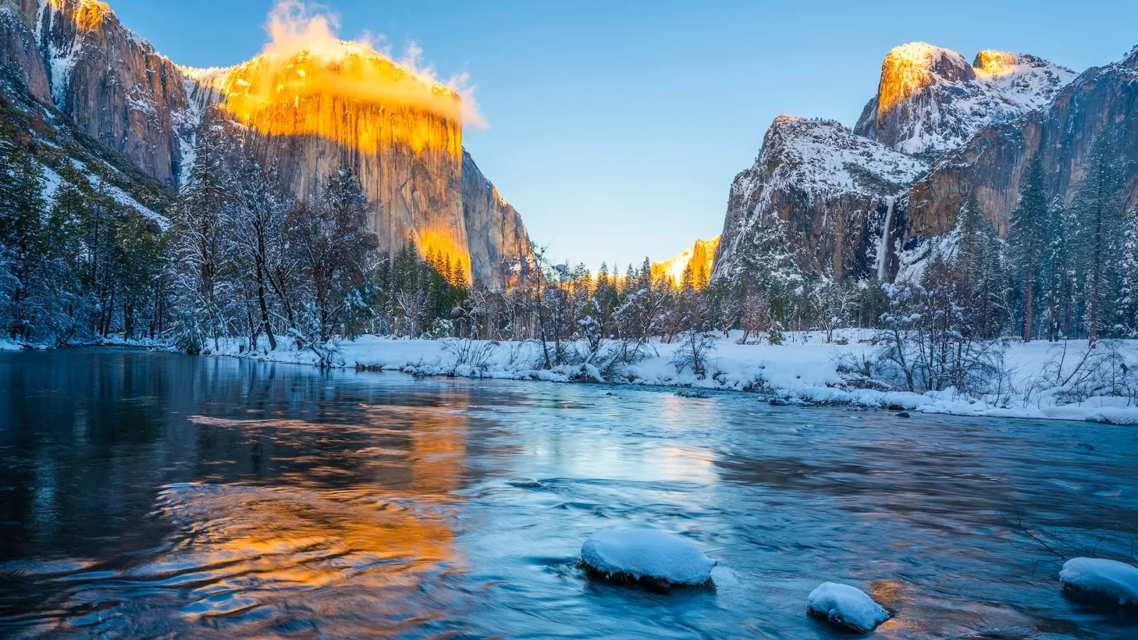 Beautiful Yosemite Valley View California Winter PC WALLPAPER 4K